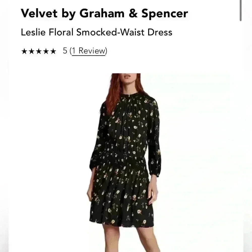 Velvet‎ by Graham & Spencer
Leslie Floral Smocked-Waist Dress XS